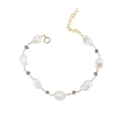 Grey diamonds and keshi pearls bracelet by Mounir